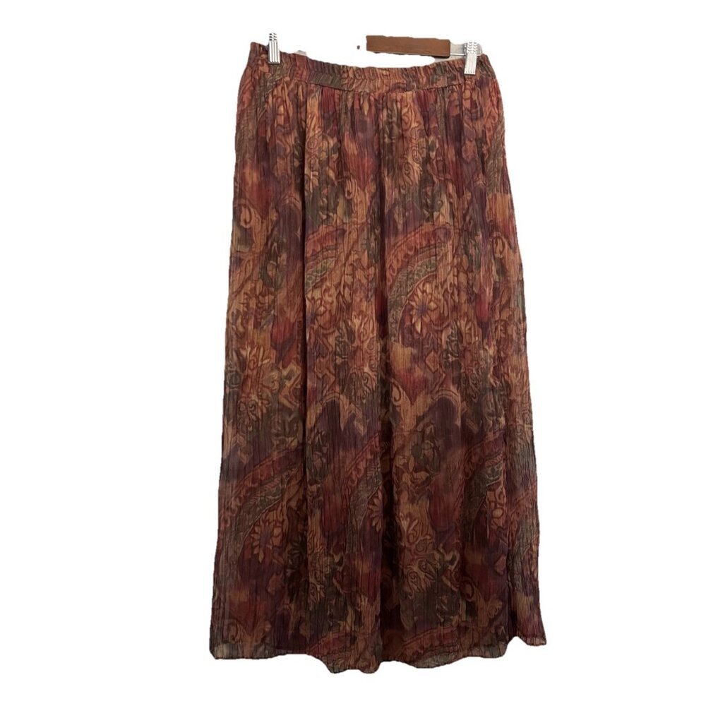 Ballinger Gold Fairy Y2k Sheer Floral Lined Maxi Skirt Pullon Size Large